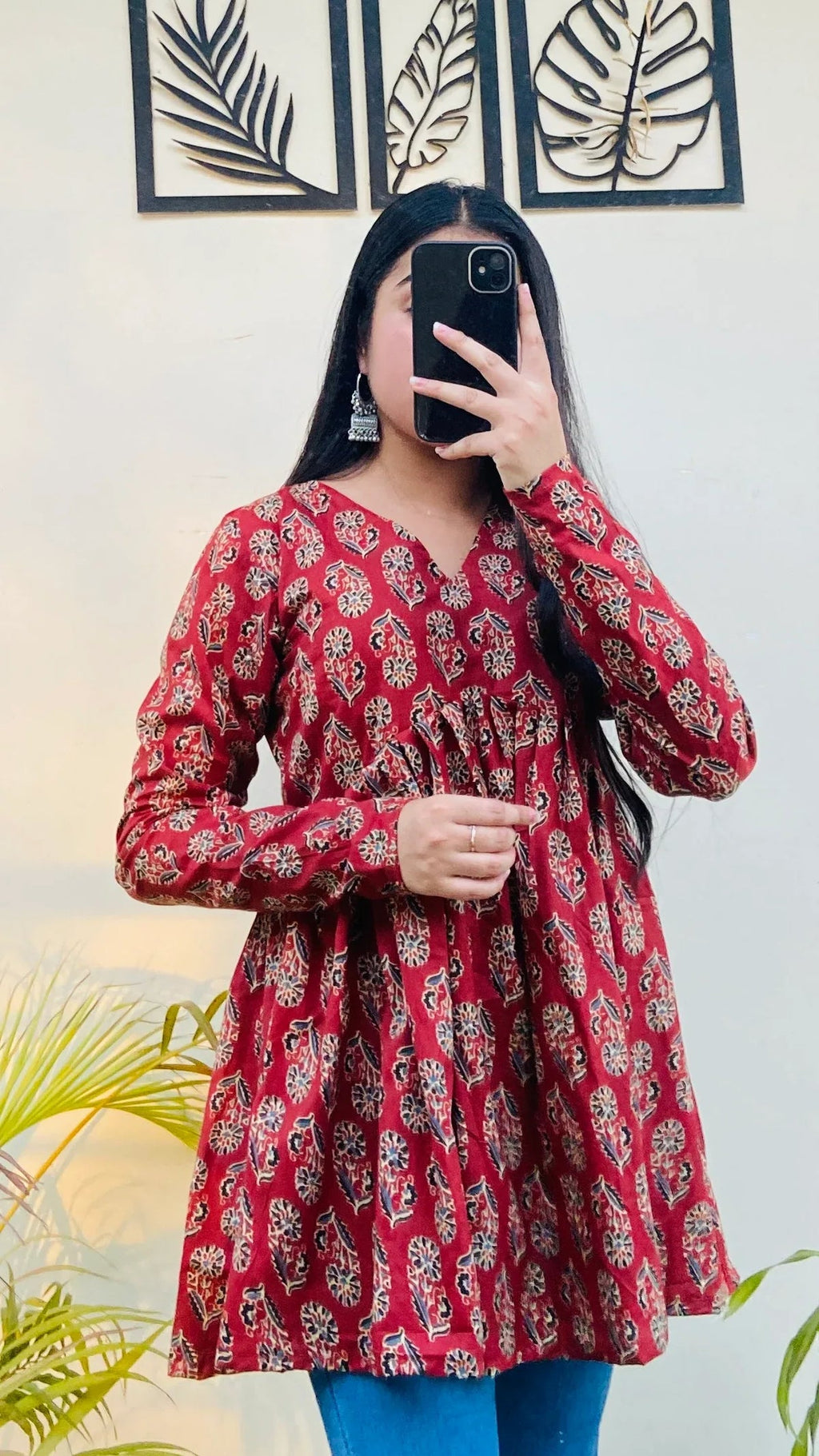 Bestselling Red Pure Cotton Peplum Kurti