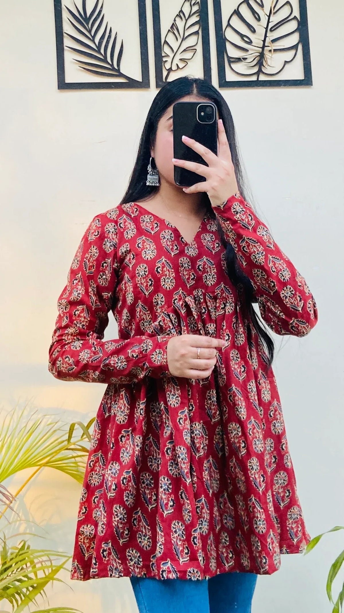 Bestselling Red Pure Cotton Peplum Kurti