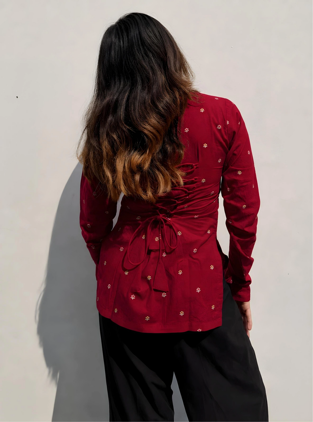 Trendy Corset Back Square Neck Kurti