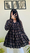 Classy Ajrakh Print Pure Cotton Peplum Kurti