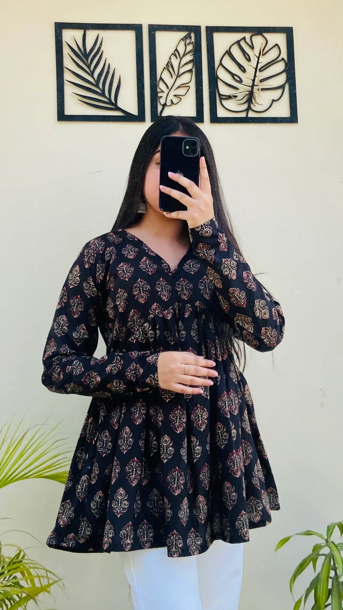 Classy Ajrakh Print Pure Cotton Peplum Kurti