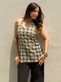 Classy Halter Neck Sleevless Kurti