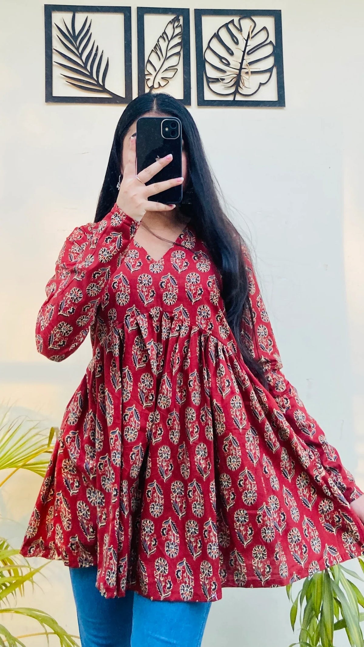 Bestselling Red Pure Cotton Peplum Kurti