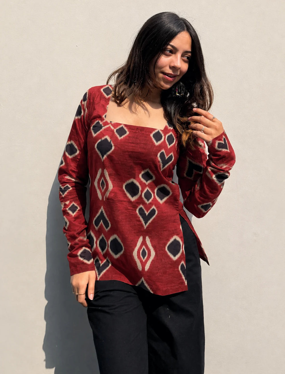 New Print Square Neck Corset Back Kurti