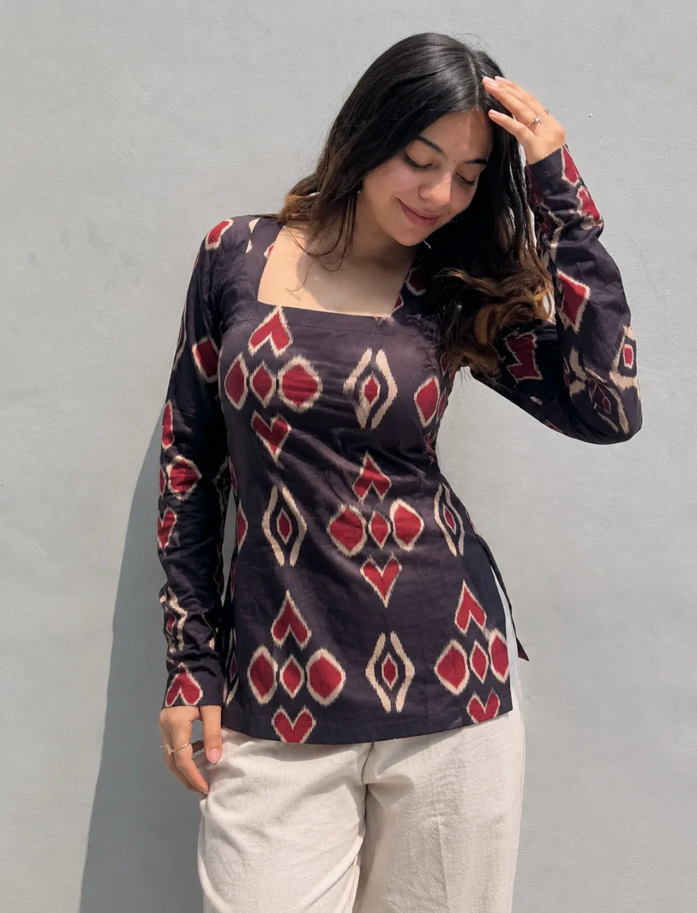 New Print  Square Neck Corset Back Kurti