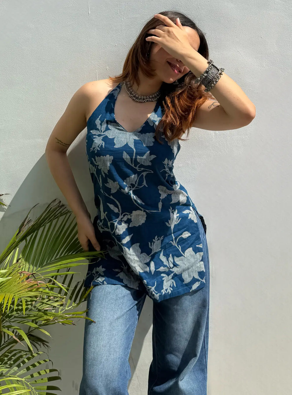 Trendy Halter Neck Sleevless Kurti