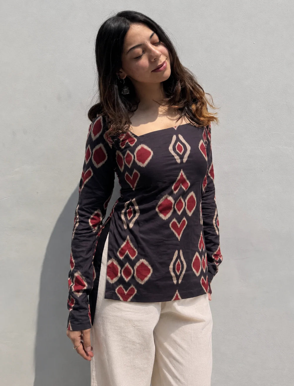 New Print  Square Neck Corset Back Kurti