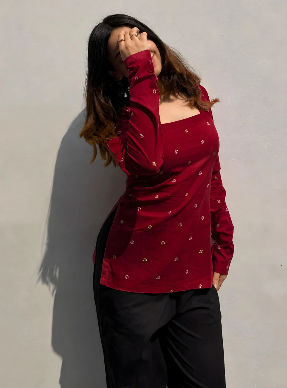 Trendy Corset Back Square Neck Kurti
