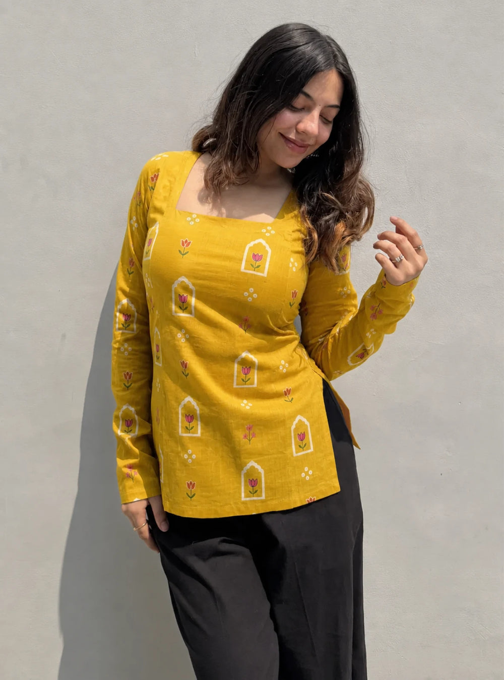 Trendy Square Neck Corset Back Kurti