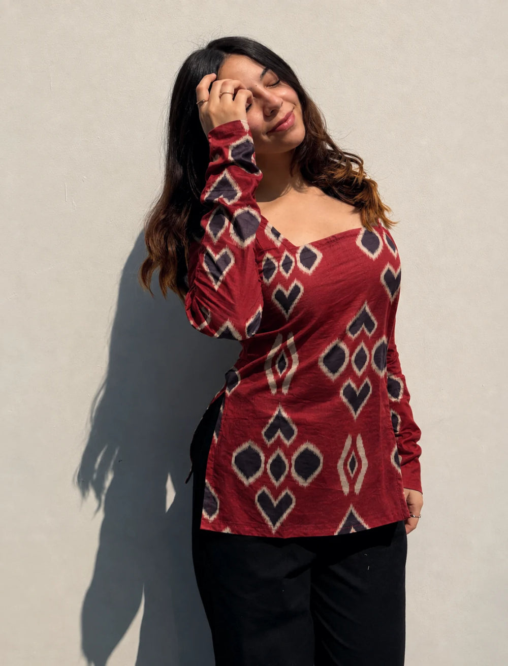 New Print Square Neck Corset Back Kurti
