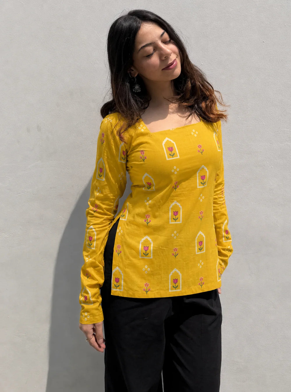 Trendy Square Neck Corset Back Kurti