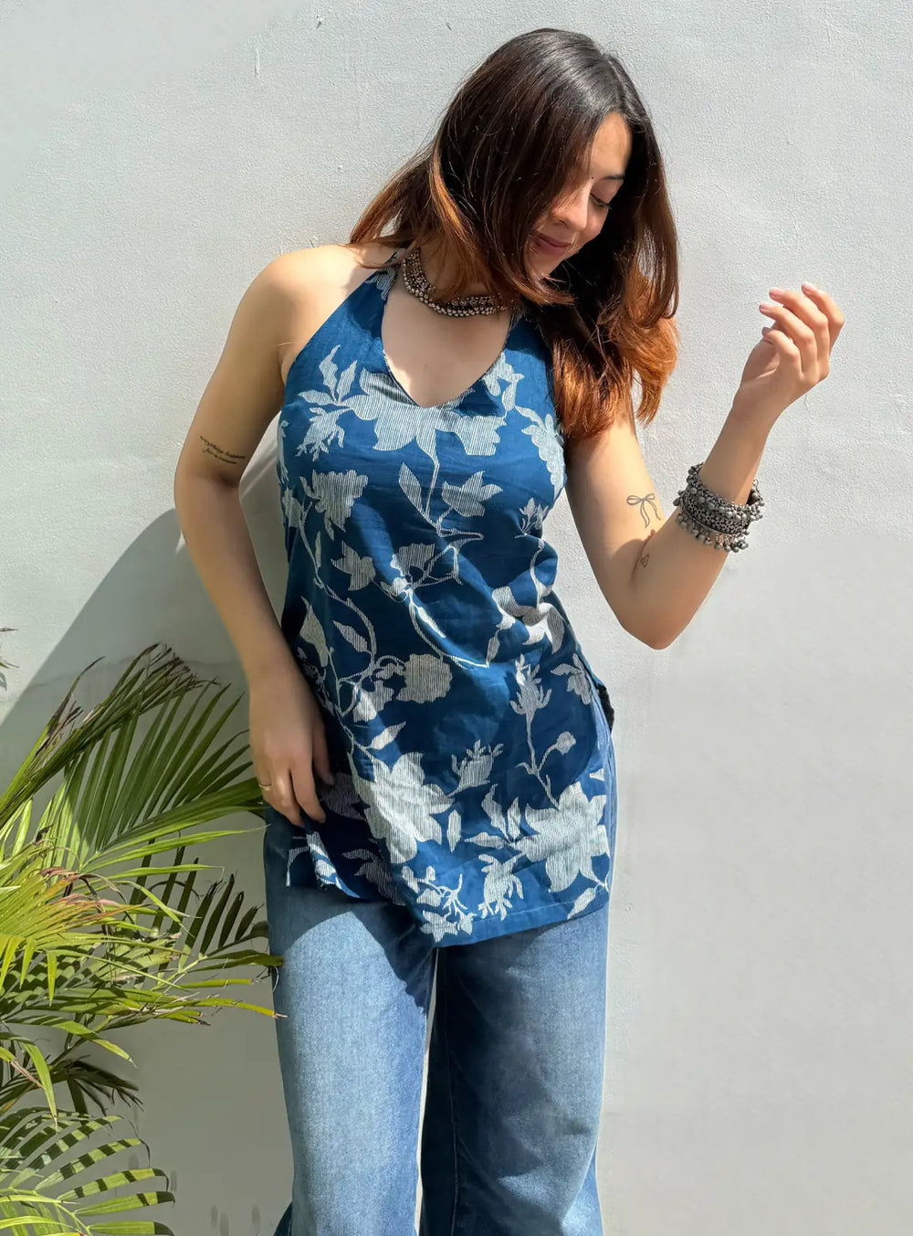 Trendy Halter Neck Sleevless Kurti