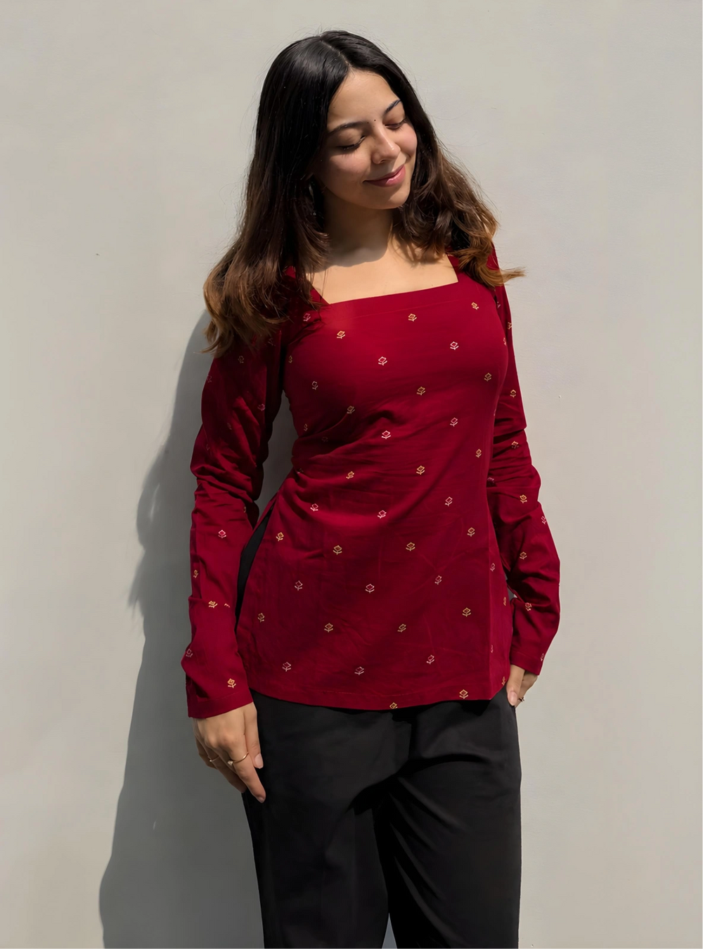 Trendy Corset Back Square Neck Kurti