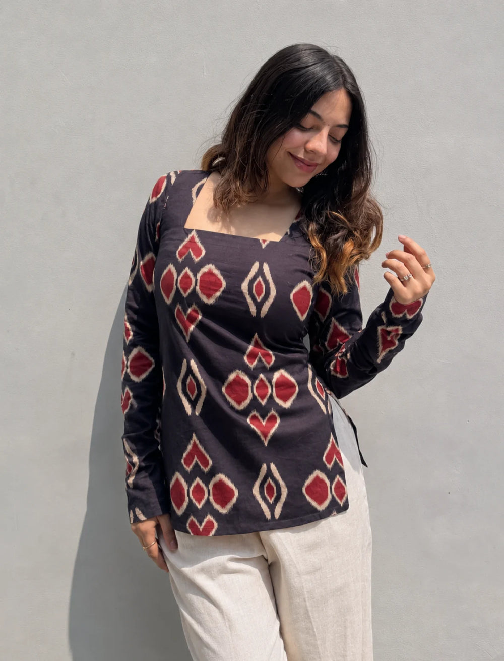 New Print  Square Neck Corset Back Kurti