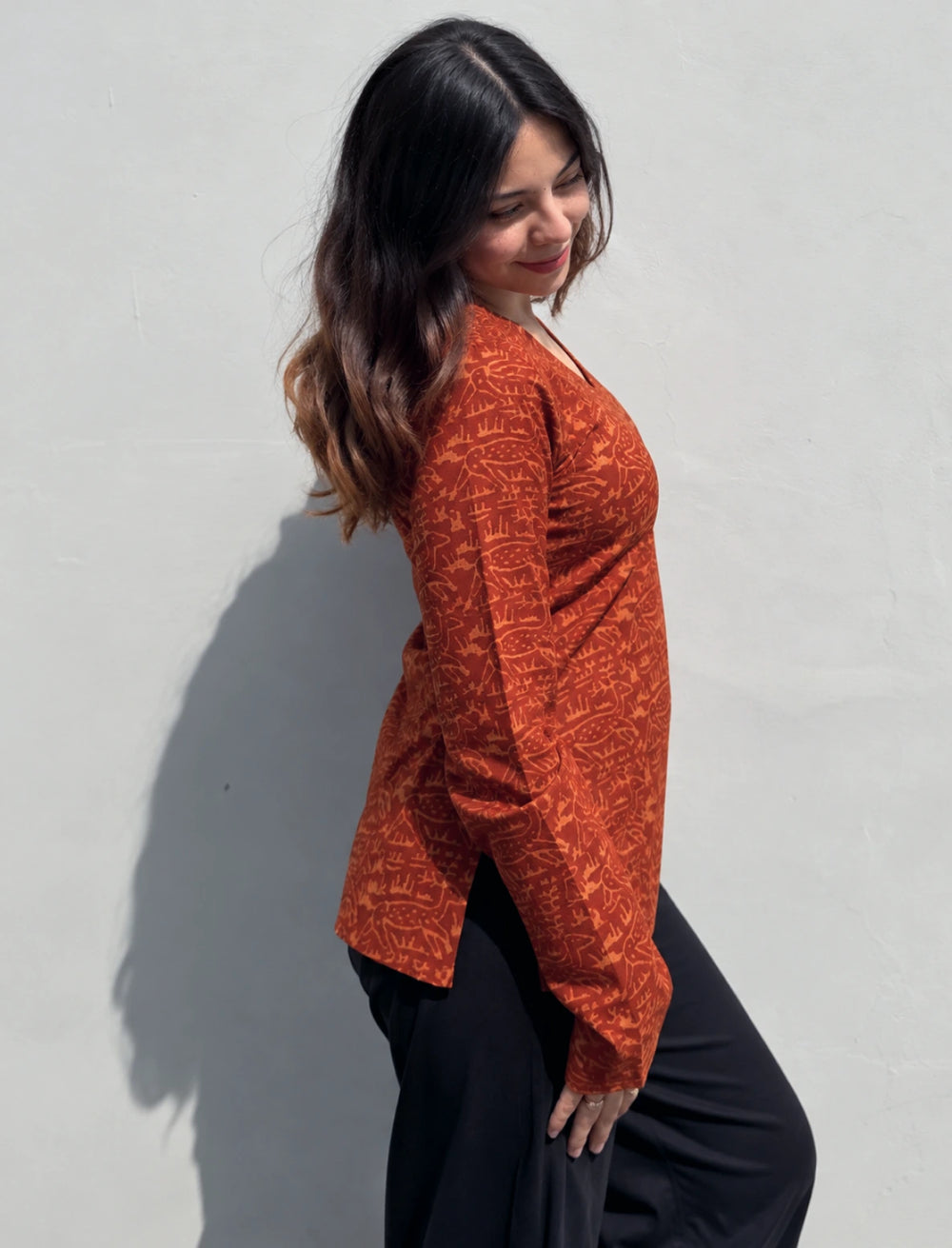 Trendy Halter Neck Bell Sleevs Kurti