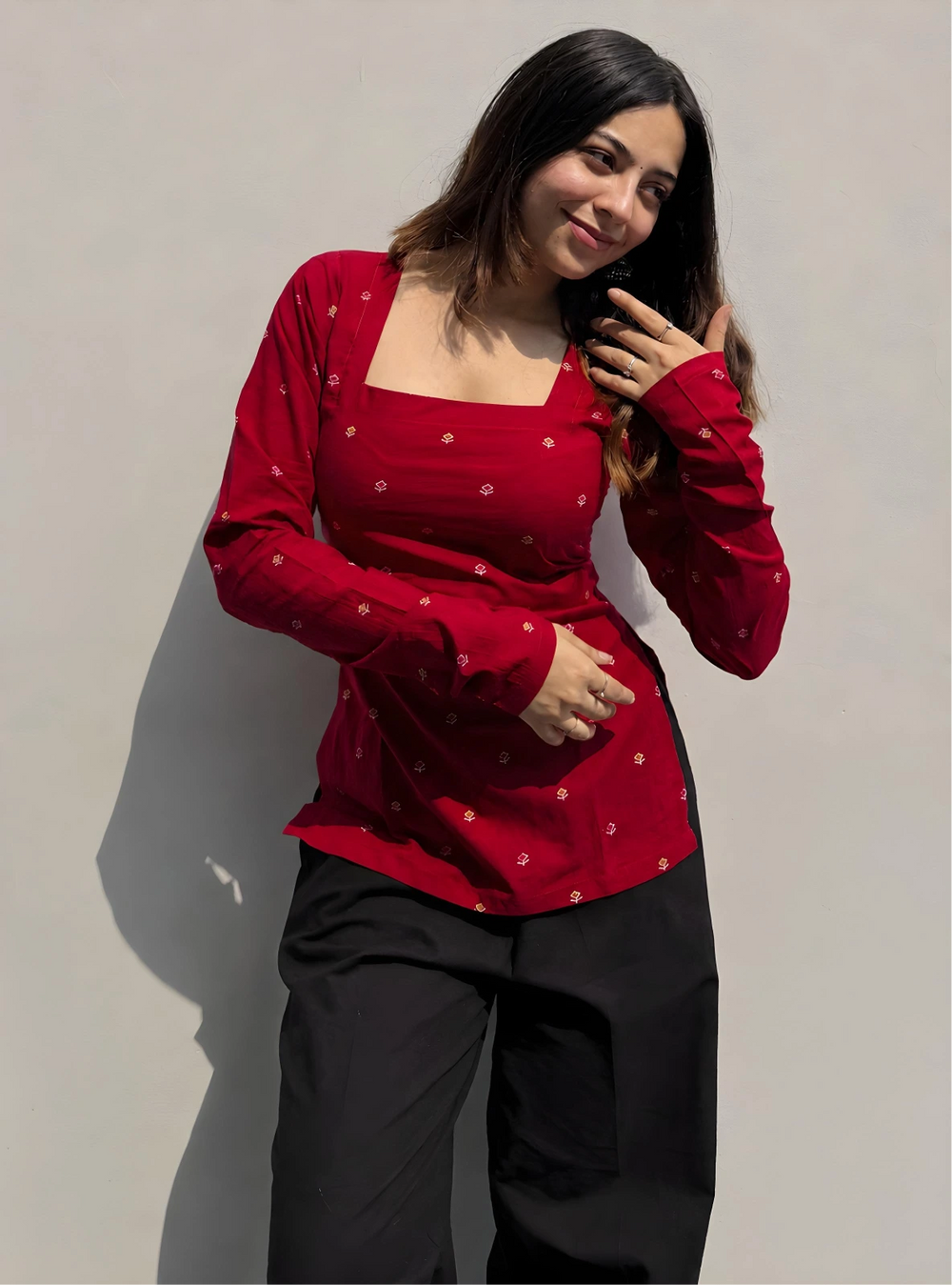 Trendy Corset Back Square Neck Kurti